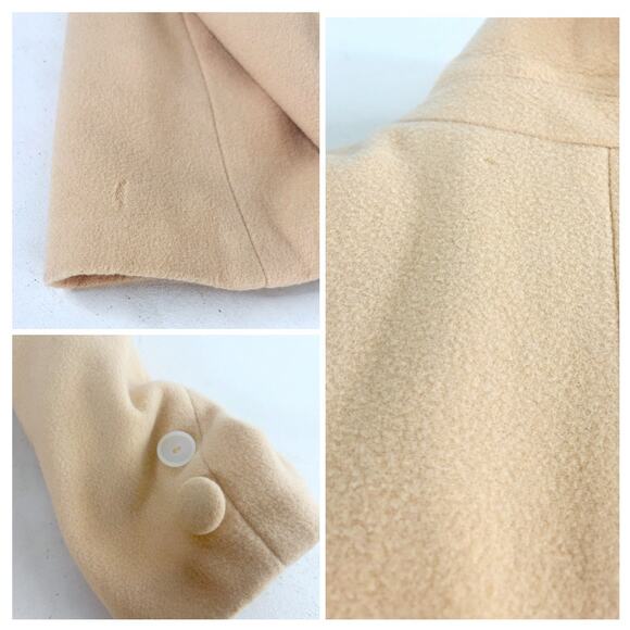 Vintage Beige Tan Double Breasted Kfashion Neutral Trench Maxi Coat Sz L - Picture 7 of 10